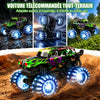 Monster Truck télécommandé avec pneus lumineux, rotation à 360°, cascade et Monstertruck télécommandé 1/20 avec 100 minutes de temps de jeu, 2,4 GHz, à partir de 3 ans
