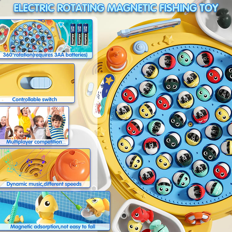 Jeux Pêche Electroniques Enfant Jouet de Pêche Magnétiques Grande avec 4 Canne Et 45 Poissons