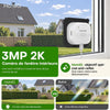 Caméra de Surveillance 3MP 2K, Vision Nocturne Couleur, sans Perçage Magnétique Camera Interieur Fenêtre Wi-Fi, Antireflet, Enregistrement 24/7, Détection Mouvement