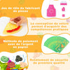 Jouet Dinette Pizza Bois, Aliments Dinette en Bois, Accessoires Cuisine Enfants avec Four de Cuisson et Tabliers, Jouet Éducatif Montessori