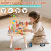 Table d’activités pour bébé de 1 an, table sensorielle en bois avec labyrinthe de perles, formes à trier et circuit de train, jouet Montessori ferme, jouet éducatif