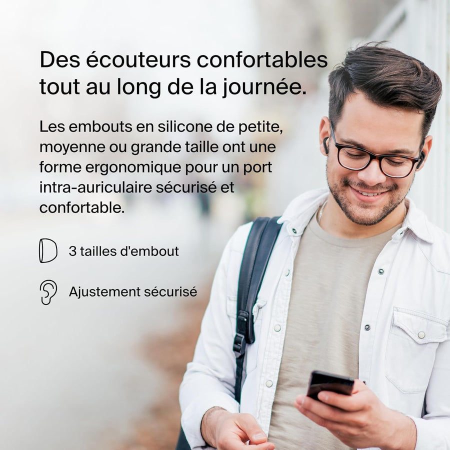 Écouteurs Bluetooth Sans Fil SoundForm Motion Suppression du Bruit Etui de Charge Micros Etanche IPX5 NOIR