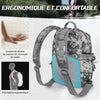 Sac à Dos de Pêche avec Support de Canne à Pêche, Sac de Pêche Portable en Bandoulière, Sac de Pêche Imperméable et Multi-Poches pour Pêche, Randonnée et Voyage