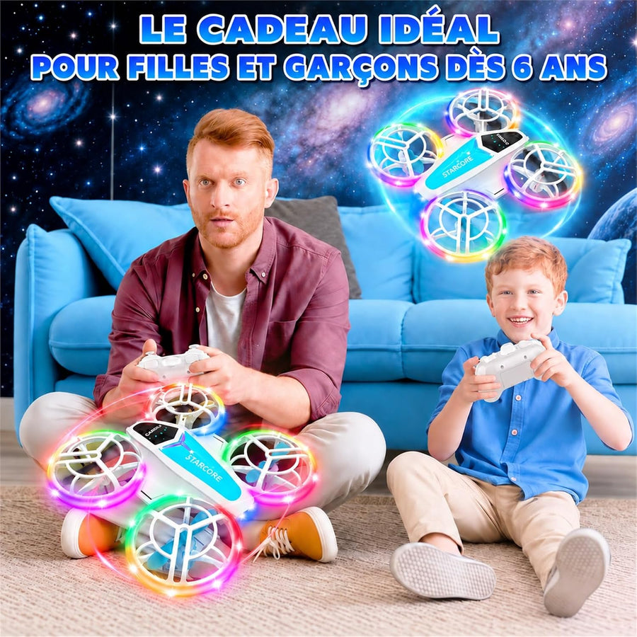 Drone avec double module lumineux (Bleu et Blanc Nebuleux)