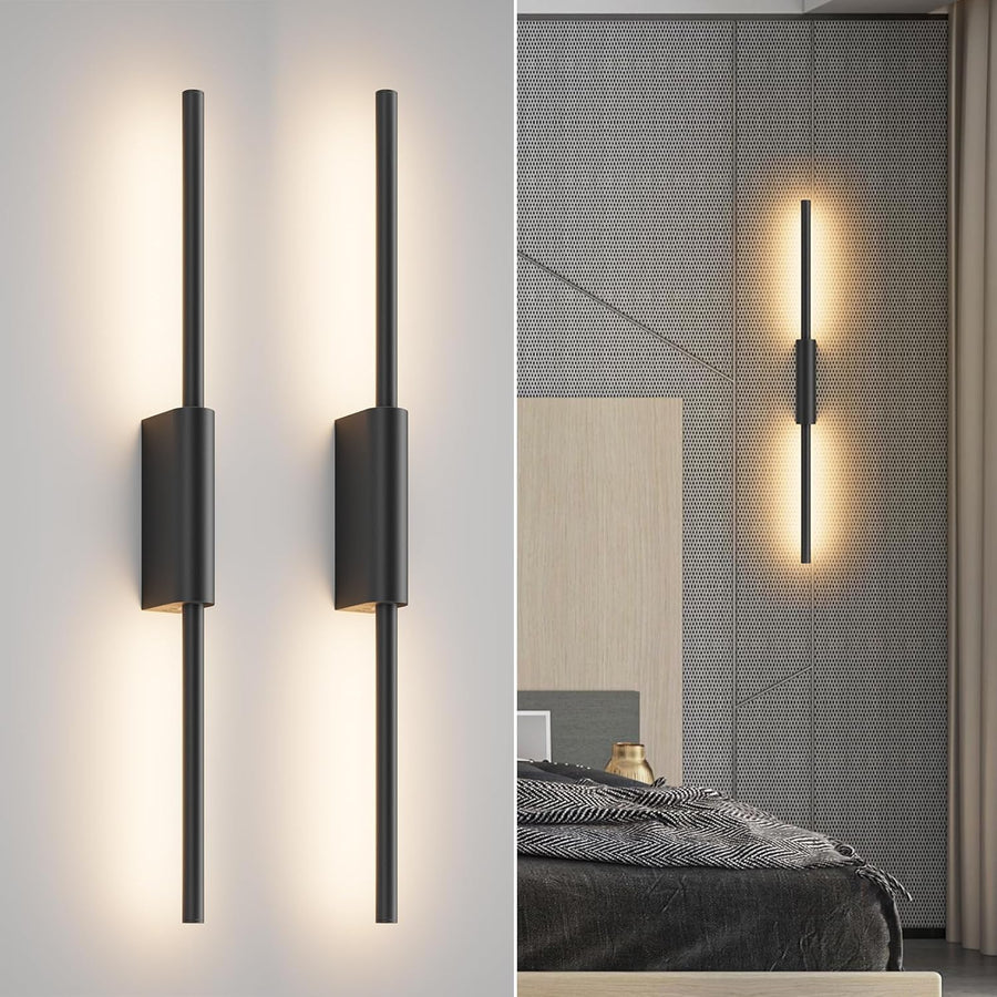 Lot de x2 Lampe Murale LED d'Intérieur sans Fil avec Batterie 60cm 7W, Dimmable avec Télécommande et Minuterie, Éclairage Mural Rechargeable pour Salon et Chambre