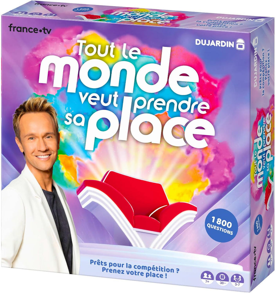 Dujardin - Tout Le Monde Veut Prendre Sa Place - Jeu de Société Télévisé Jeu de Plateau Inspiré de l’Émission TV - France.TV - 3 manches - Détrônez le Champion - 30 min - 3 à 7 joueurs - Dès 7 ans