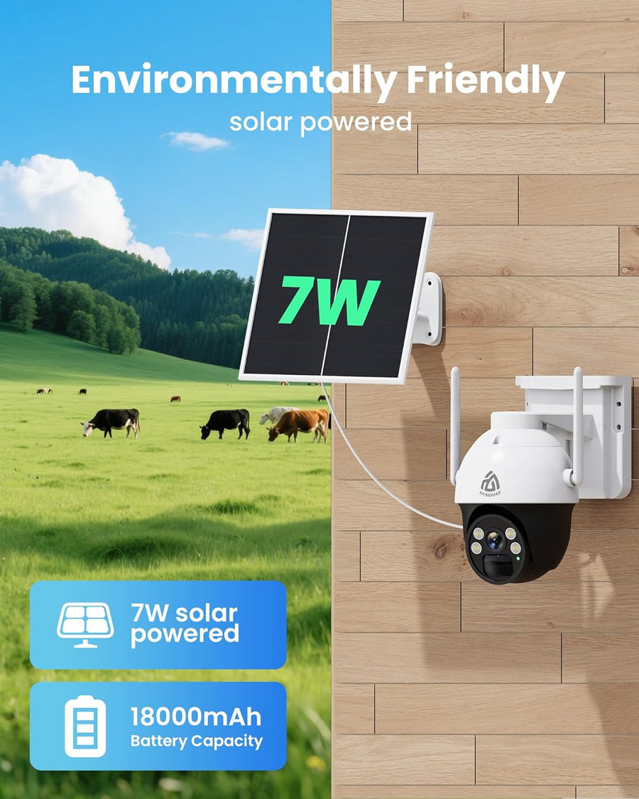 4G LTE Caméra Surveillance avec Carte SIM, 18000 mAh 2K HD Camera Solaire Exterieur sans WiFi avec 360° PTZ, PIR Détection Humaine/Mouvement, Vision Nocturne Couleur, Spotlight Sirène, IP66
