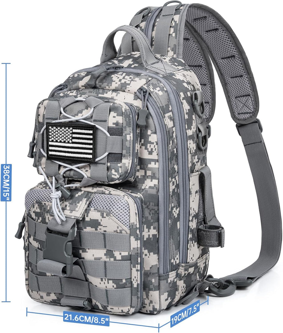 Sac à Dos de Pêche avec Support de Canne à Pêche, Sac de Pêche Portable en Bandoulière, Sac de Pêche Imperméable et Multi-Poches pour Pêche, Randonnée et Voyage