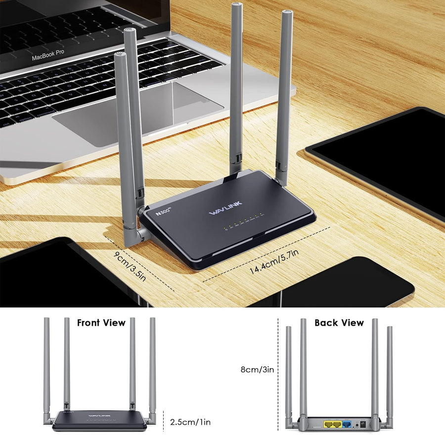 WAVLINK N300 Routeur 4G LTE avec Chipset Qualcomm - Routeur Mobile Haut Débit jusqu'à 150Mbps, WiFi 300Mbps, Slot Carte SIM, 4 Antennes 5dBi, Installation Facile, Compatible Tous Opérateurs