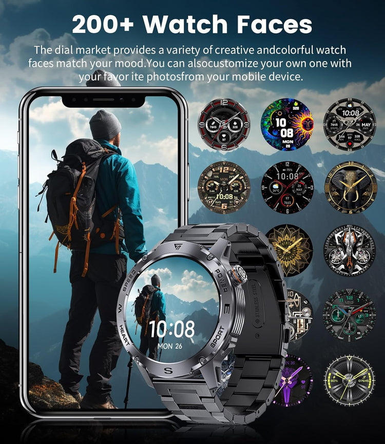 Montre Connectée Bluetooth Ecran 1,43 Pouces Montre Intelligente Etanche IP68 Mode Sportif