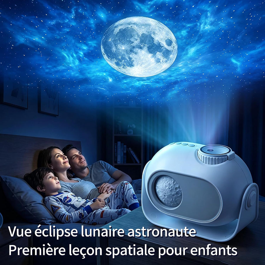 Projecteur 2-en-1 « Ciel étoilé et éclipse lunaire » et veilleuse, musique intégrée, lampe « Éclipse lunaire et galaxie » pour la décoration de la chambre d'enfant, détente avant le coucher, cadeaux d'anniversaire pour enfants