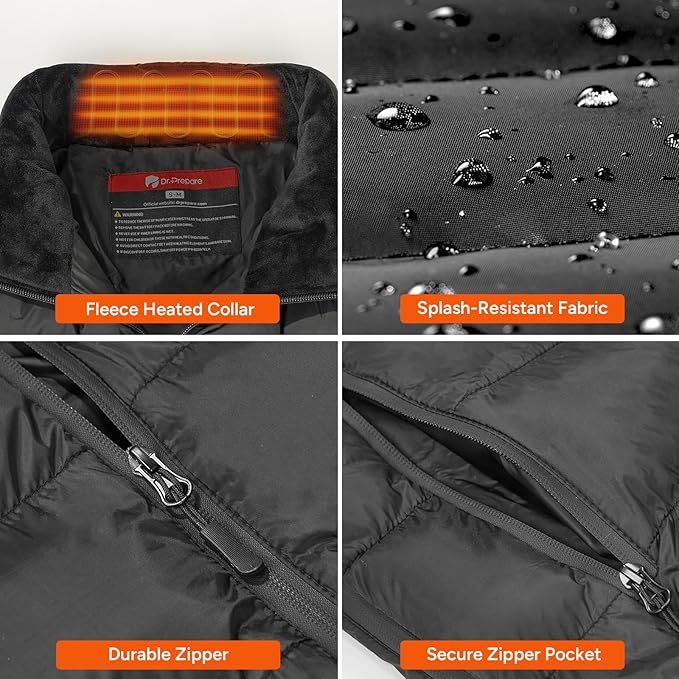 Veste Chauffante Homme Femme Taille XL Gilet Chauffant avec 3 Niveaux de Chauffage, 10 Zones de Chauffage, Gilet Chaud Lavable pour Hiver Moto Randonnée Ski, (Sans banque d'alimentation)