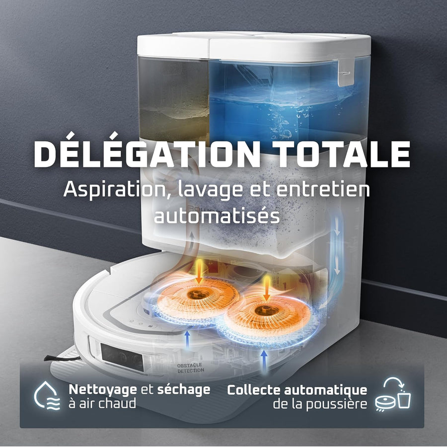 Rowenta X-PLORER Serie 580 Max, Robot aspirateur Laveur, Auto-Nettoyage et séchage des serpillières, Collecte Auto de la poussière, 10000 Pa, RR9547E0