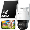 Ctronics AOV 3K Caméra de Surveillance 4G Solaire Exterieur Sans Fil,IP66 Enregistrement 24/7,Suivi Auto ,Détection Humaine 30m, 14400mAh,Panneau 6W, Farb/IR Nachtsicht,TF 128 Go / Cloud / FTP