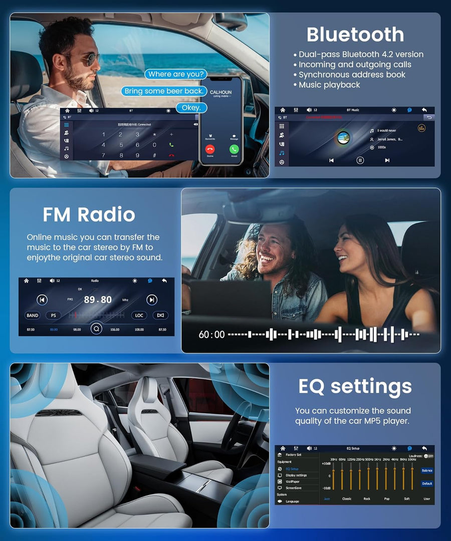 Autoradio 1DIN avec Wireless CarPlay & Android Auto,Autoradio 1 Din avec 6.9 Pouces IPS Touchscreen Mains Libres Bluetooth FM EQ Type-C USB Commande au Volant Caméra Recul Microphone