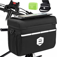 Sacoche Velo Guidon avec Adaptateur pour vélo et e-Bike, 6L Panier Velo Avant Etanche Accessoire Support Telephone trotinette Electrique Porte Scooter Pochette Sac VTT