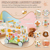 Trotteur en bois pour bébé,centre d'activités Montessori,hauteur réglable pour enfant de 1 an,cube d'activités 16 en 1 avec labyrinthe de perles,trieur de formes, xylophone,jouet d’éveil dès 12 mois