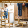 Tour d’Observation Montessori pour Enfant – Chaise d’Apprentissage Bébé Sécurisée, Tabouret en Forme Nuage Antidérapant pour Salle de Bain, Toilettes et Chambre – Classic Natural