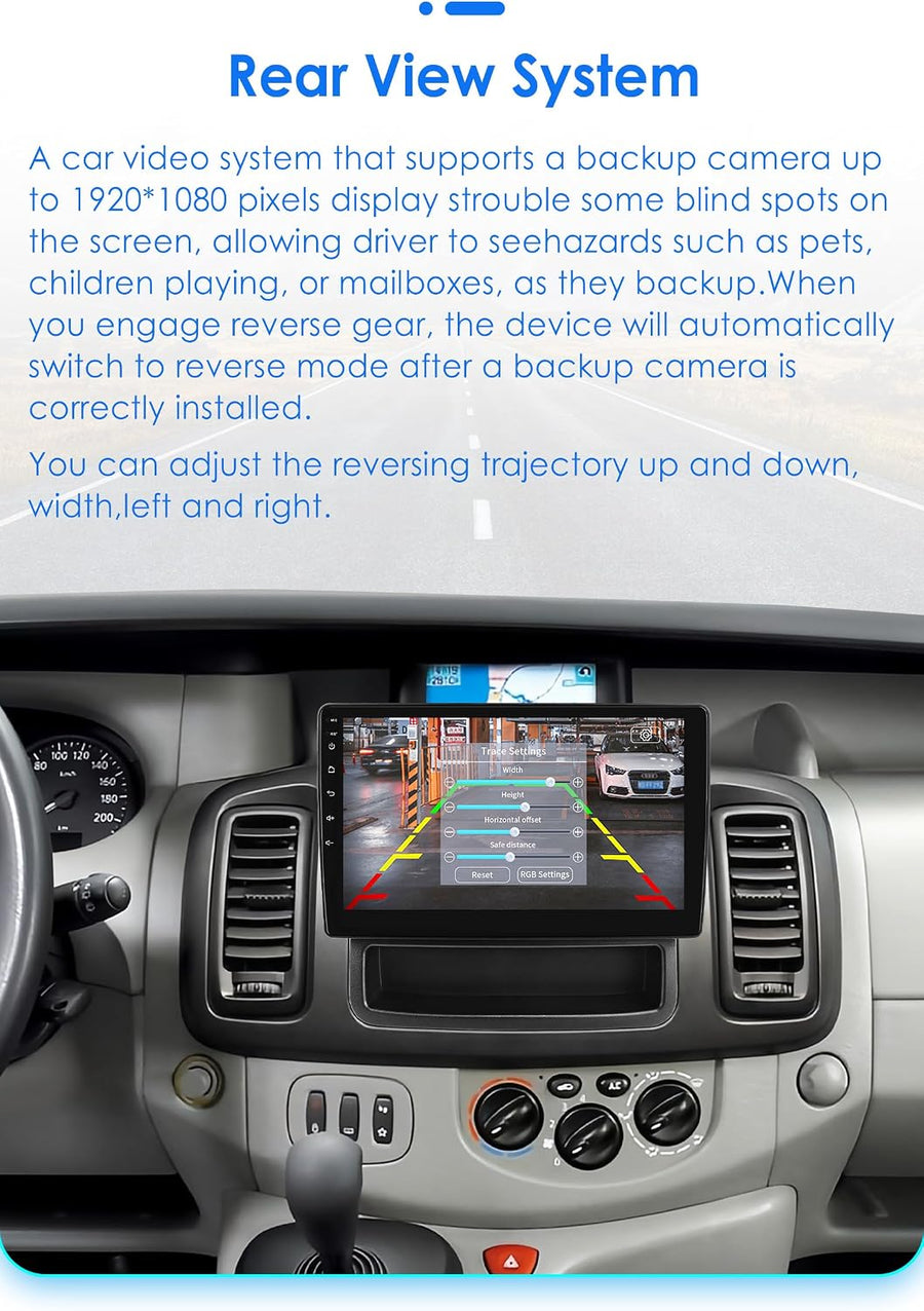 Ecran Carplay Autoradio Android 14 10,1" pour Renault Trafic/Opel Vivaro 2010-2014, 2 Go et 64 Go de mémoire, prend en charge Carplay/Android Auto sans fil, commande au volant, WiFi/4G, FM