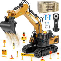 Jouet Pelleteuse Enfant avec Télécommande Gravité, Tractopelle Telecommandé avec Lumières et Musique, Jouet Engin de Chantier