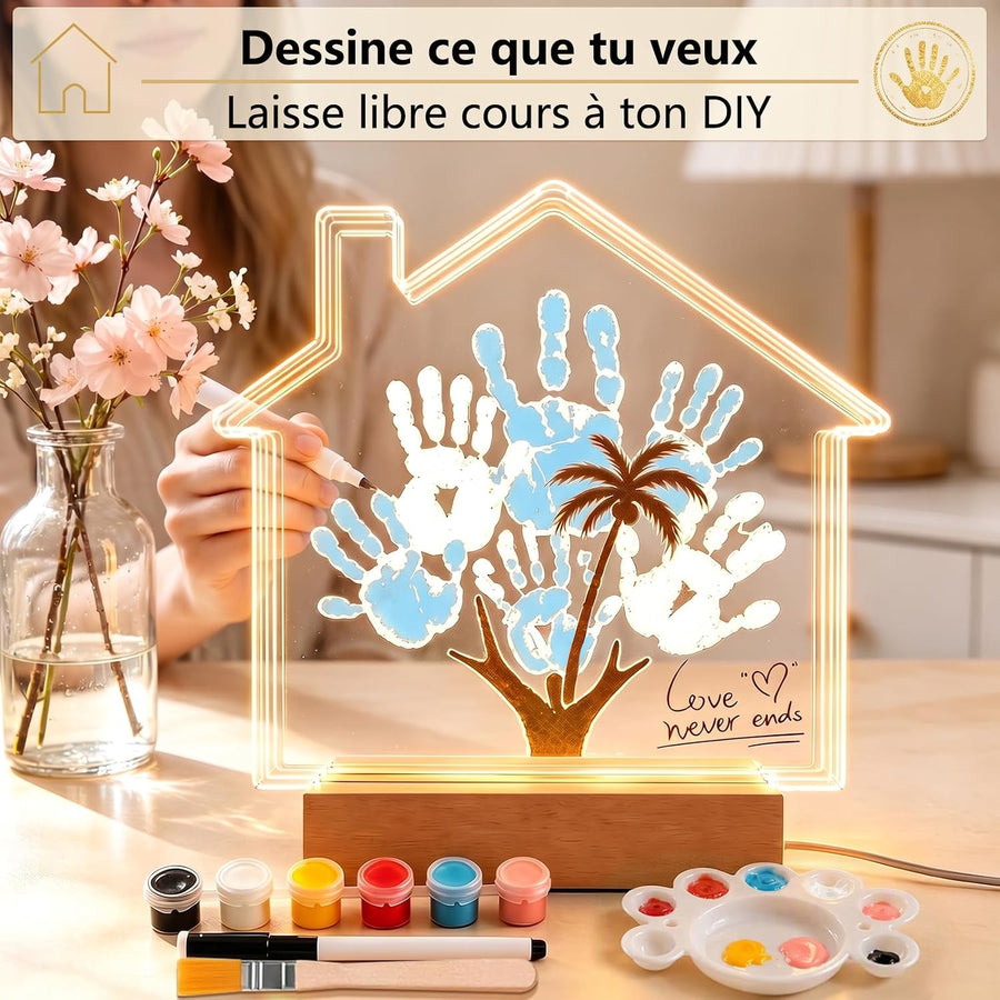 Kit d'empreintes de main avec veilleuse LED, empreinte de pied de bébé avec Empreinte de main pour couples et familles, kit d'empreintes de pattes de chien et chat, souvenir à faire soi-même