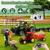 Tracteur Telecommandé Enfant, 6 Canaux Tracteur Télécommandé, Jouet Tracteur avec Grappin, Télécommande, Tracteur, Vache et Troncs d'arbre, Jouet Ferme
