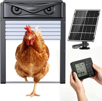 Porte Poulailler Automatique Solaire avec Contrôleur Étanche, Minuterie, Fonction Anti-pincement, Détection de Mouvement 120°