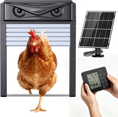 Porte Poulailler Automatique Solaire avec Contrôleur Étanche, Minuterie, Fonction Anti-pincement, Détection de Mouvement 120°