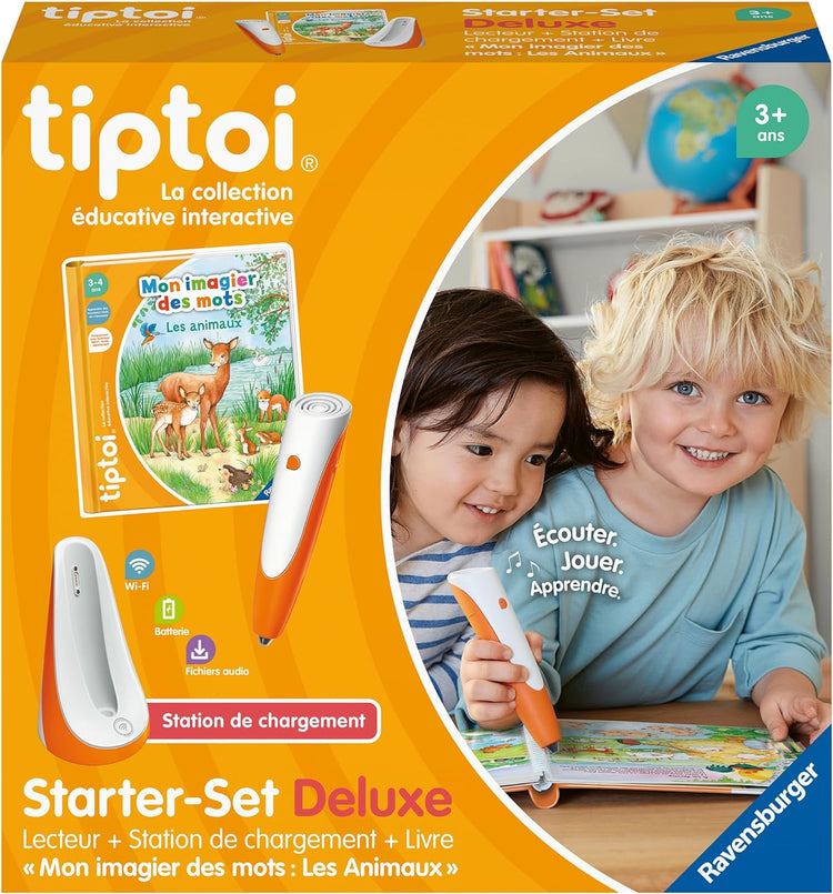 Ravensburger Tiptoi Starter Set Deluxe Station de Chargement Lecteur Livre Mon Imagier Des Mots Les Animaux Jeu Educatif Electronique Sans Ecran A Partir de 3 ans 00204