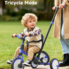 Tricycle pour Tout-Petits de 1 à 3 Ans, avec Roue de Secours, Tricycle Multifonctionnel pour Enfants avec Barre de poussée, Dossier et Ceinture de sécurité
