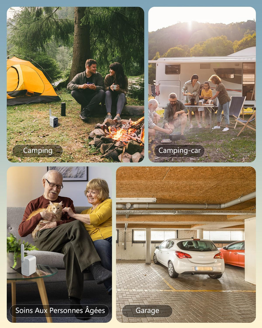 Caméra de Surveillance 4G LTE avec Carte SIM 10000mAh Batterie – Portable sans Fil Extérieur Intérieur Vision Nocturne en Couleur Projecteur Sirène APP Instantanées Alertes Étanche【sans WiFi】