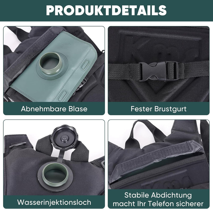 Sac à dos d'hydratation avec réservoir d'eau de 3 l - Sac d'hydratation anti-fuite, design léger et ergonomique réglable