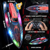 Bateau Télécommandé, RC Bateau Telecommandé Enfant 2,4 GHz avec Lumières LED, Alarme de Batterie Faible, Piscines et Lacs Jouet Aquatique d'été