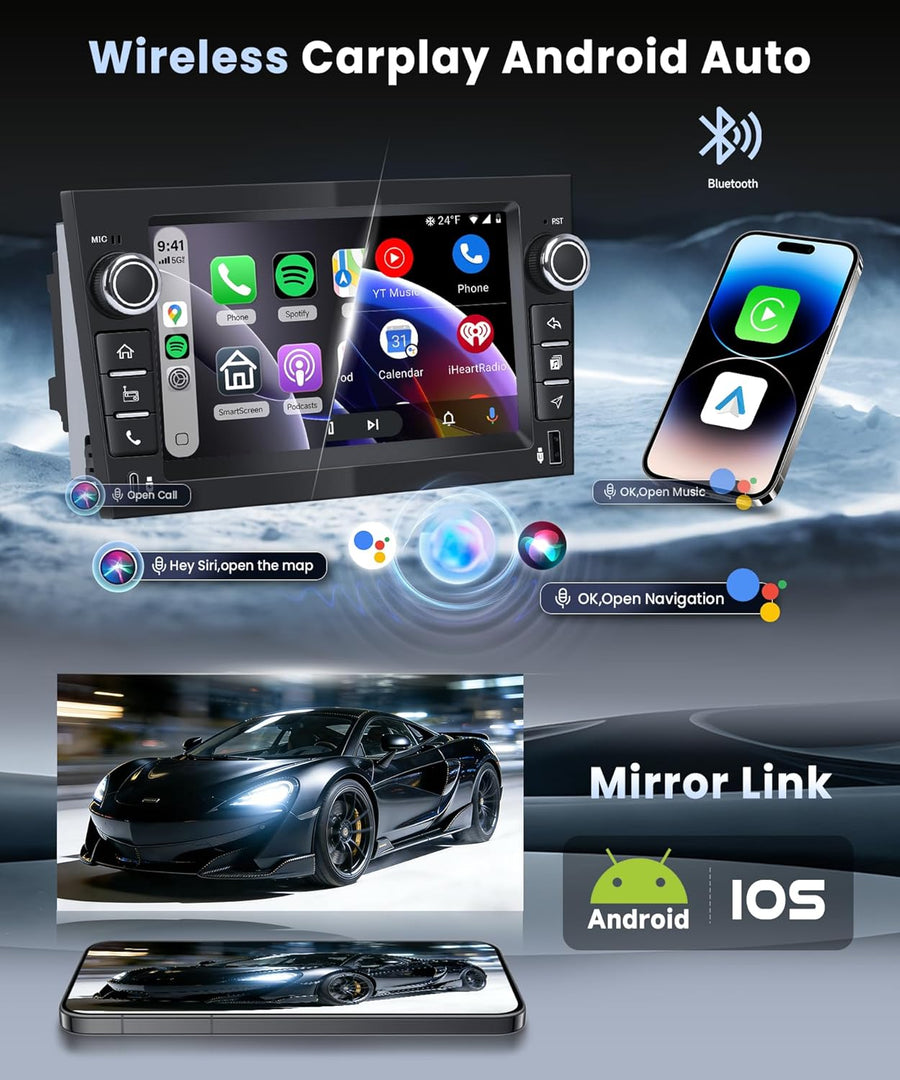 Autoradio 4G+64G Android 15 pour Opel Corsa C/D Zafira B Astra H Meriva Vivaro Signum Combo, 7'' IPS Écran Tactile avec Carplay Android Auto GPS Wi-FI USB/Type-C Bluetooth FM RDS Caméra