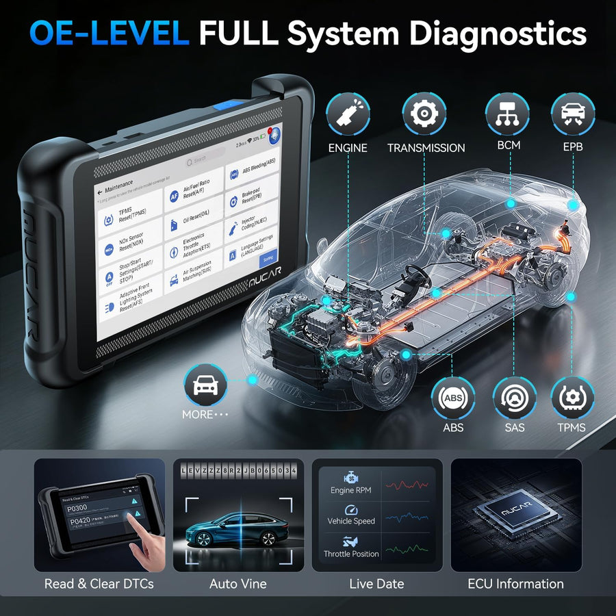 MUCAR 783BT : outil de diagnostic bidirectionnel OBD2 complet, plus de 28 fonctions de réinitialisation, prise en charge des protocoles CAN FD et DoIP, mises à jour via Wi-Fi