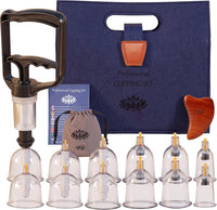 Kit 12 Ventouses Cupping avec Pistolet – Massage Dos et Corps Notice illustrée en français, 5 tailles ø35-69 mm, 6 aimants, tube d'extension et sac de rangement, hijama anti-cellulite