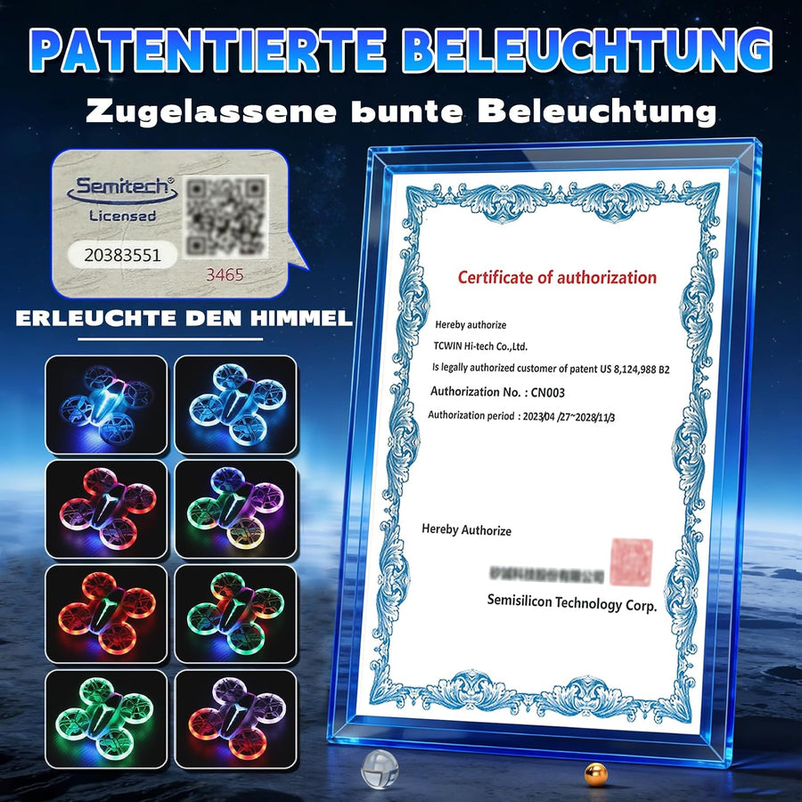 Drone avec double module lumineux (Bleu et Blanc Nebuleux)