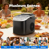 Machine à Glaçons, 12kg en 24h, Portable Machine a Glacons avec Cuillère à Glace, 8 Glaçons en 6-8 Minutes, Autonettoyante
