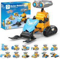 Robot Solaire 21en1, STEM Robot Energie Solaire et Batterie Double, Jeux de Construction Robotique Éducative Exterieur Experiences Scientifiques Cadeau pour Garçon 8-12 Ans (211Pièces)