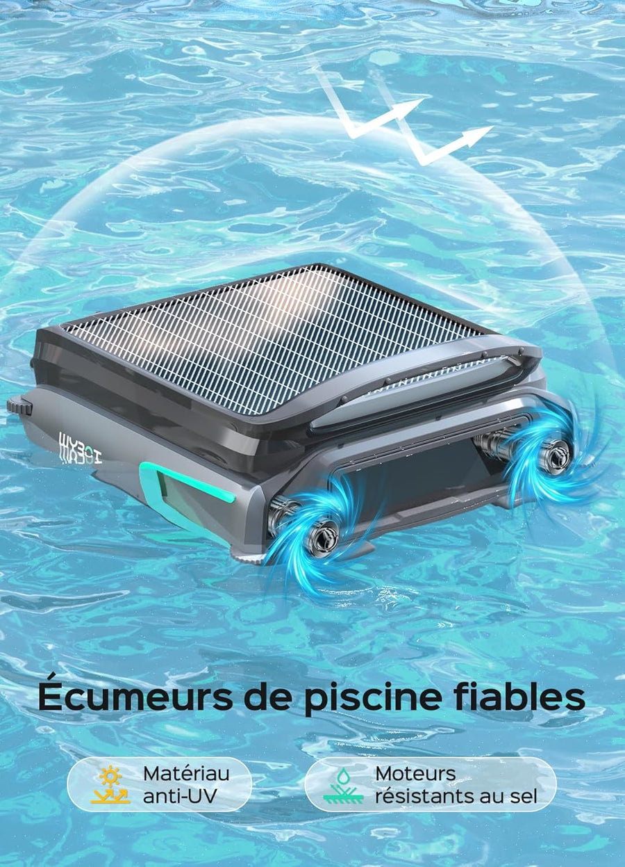 Skimmer WYBOT F1 Piscine Hors Sol Double Énergie (Solaire + Batterie), Nettoie La Surface De L’Eau, Pilotage par App, Fonctionne 24h/24, pour Toutes Piscines – Robot Piscine sans Fil