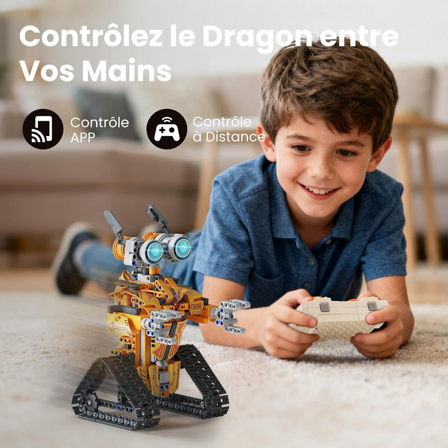 Kit de Construction Robot avec Télécommande Cadeaux pour Garçons 8-12ans, Set Robotique Technique à Programmer Jouets d'Anniversaire Enfants Adolescents-Modèle 3 en 1 à Construire avec 468PCS