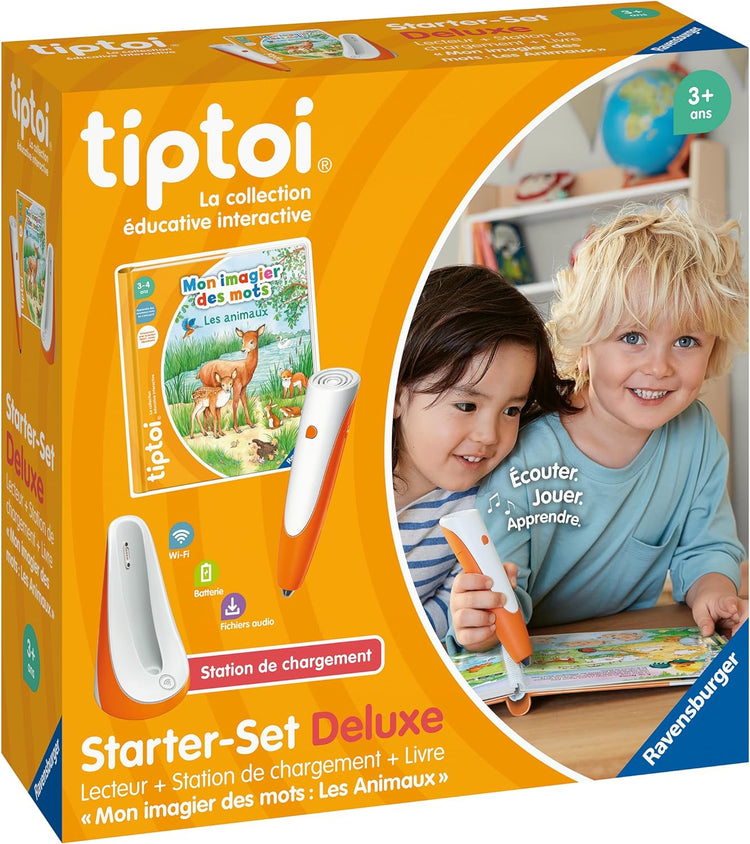 Ravensburger Tiptoi Starter Set Deluxe Station de Chargement Lecteur Livre Mon Imagier Des Mots Les Animaux Jeu Educatif Electronique Sans Ecran A Partir de 3 ans 00204