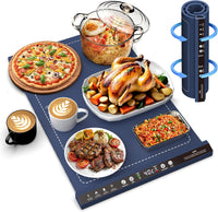 Tapis Chauffant Alimentaire 57x39 cm – Plateau Chauffant en Silicone avec 8 Niveaux de Température, Minuterie, Pliable pour Buffet, Fête, Pique-nique, Camping