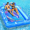 Matelas Gonflable Piscine Bouee Piscine Adulte avec Monde Marin 2 Porte-Gobelets & Dossier, 205x150CM BLEU