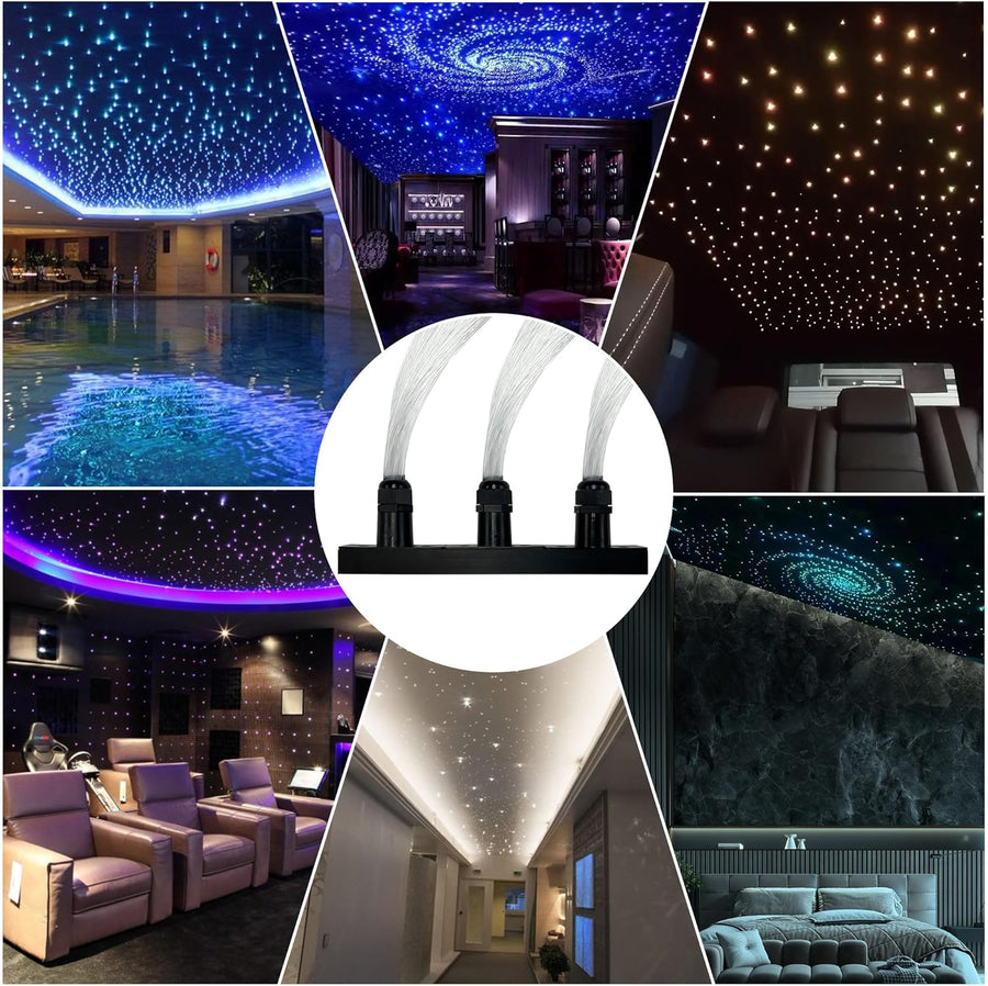 Plafonnnier LED en fibre optique Light Star, lumière en fibre de verre étoilée avec application/télécommande/mode musique, dynamo RGBW et 300 pièces x 0,75 mm x 2 m câble fibre optique
