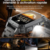 Montre Connectée Homme, 2.01'' Smartwatch avec LED Lampe, 100+ Modes Sportifs, Étanchéité IP68, Appels Bluetooth Smartwatch Militaire, Surveillance Cardiaque 24H,Sommeil, SpO2, Android/iOS