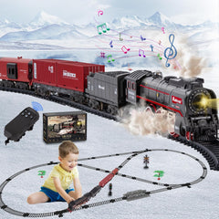 Jouet De Train Électrique À Vapeur, Telecommande Train Electrique Enfant, Locomotive à Vapeur Electrique avec la Fumée Lumineuse et Le Son