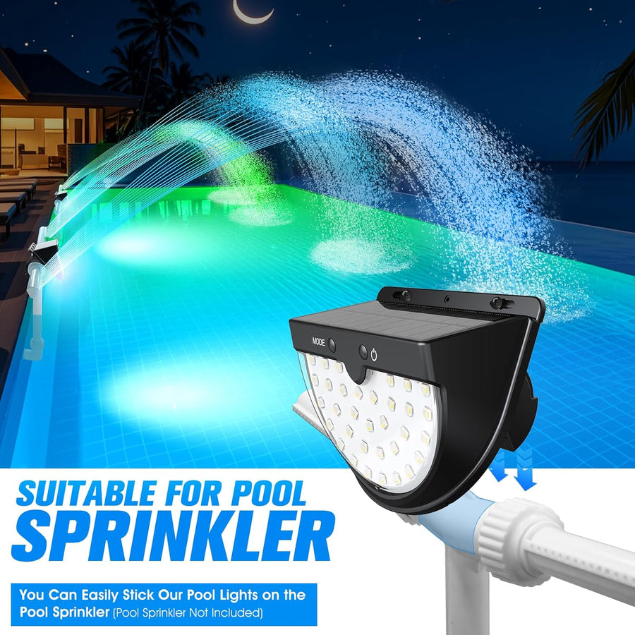 Lumiere Piscine Hors Sol Solaire, Lampe Piscine LED Etanche à RGB Couleur Changeant, 2025 Amélioré Eclairage Piscine avec 10 Modes de Lumière, LED Piscines Sans Fil