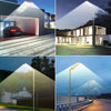 Lampadaire Solaire Exterieur, 6500K Projecteur Exterieur Puissant avec Télécommande, IP67 Étanche Spot Solaire Exterieur avec Detecteur de Mouvement pour Rue, Garage, Parking