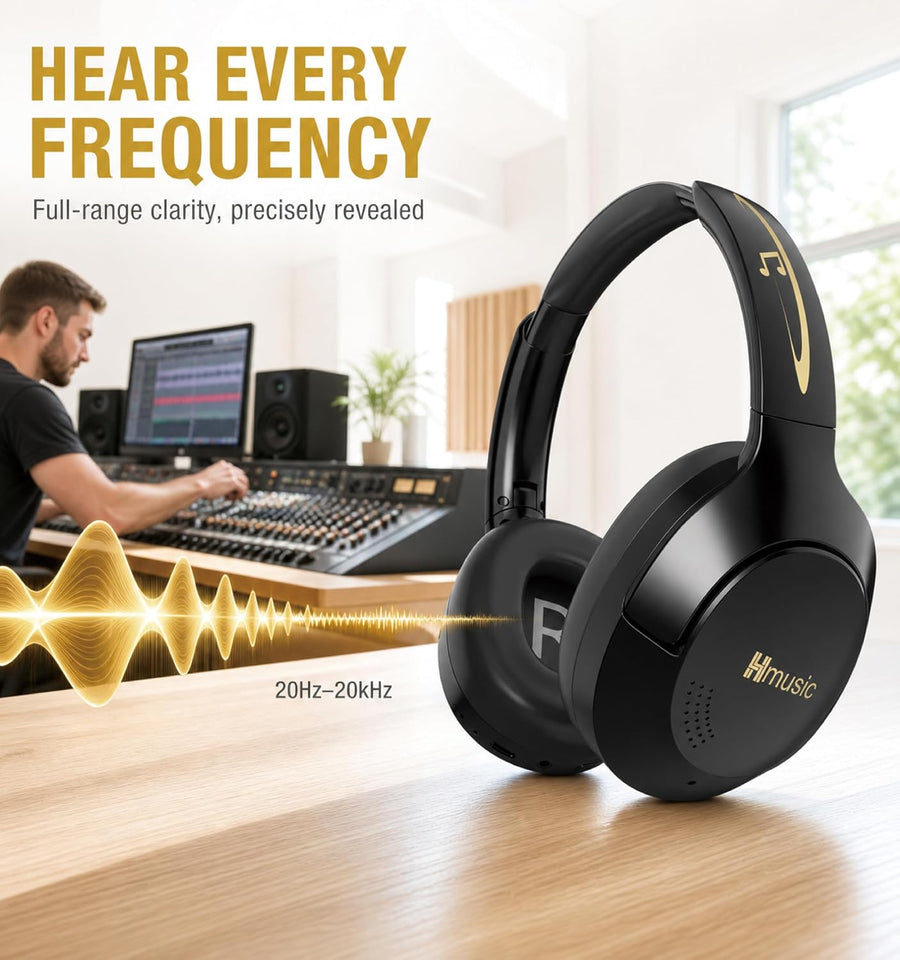 Casque Bluetooth sans Fil & Filaire, 115H d'autonomie Micro Intégré, Connexion Multipoint, Bluetooth 5.4, Câble 3.5mm, Son stéréo immersif, Confortable et Pliable, Rotation à 90°